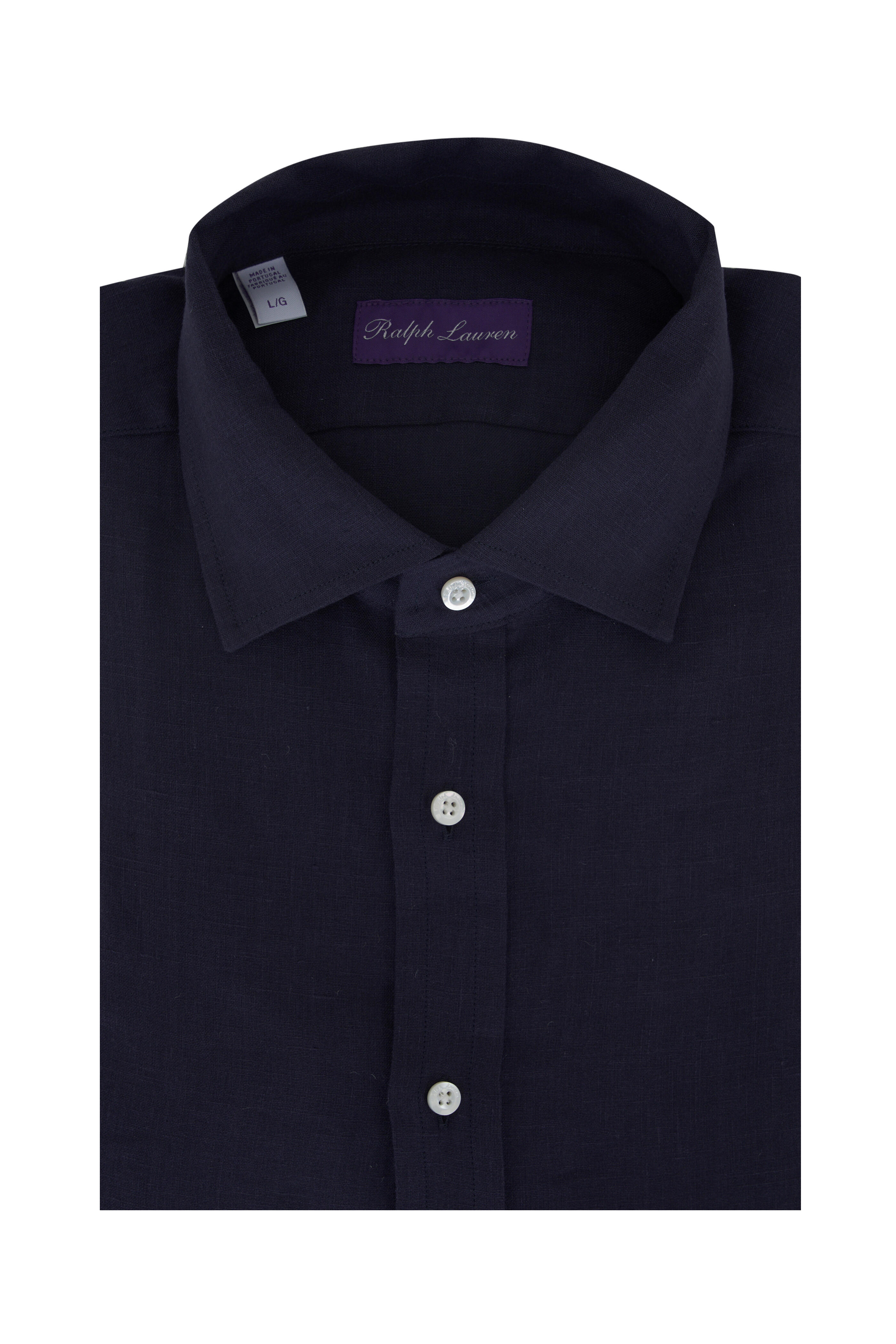 Ralph Lauren Purple Label - Serengeti Navy Blue Linen Sport Shirt