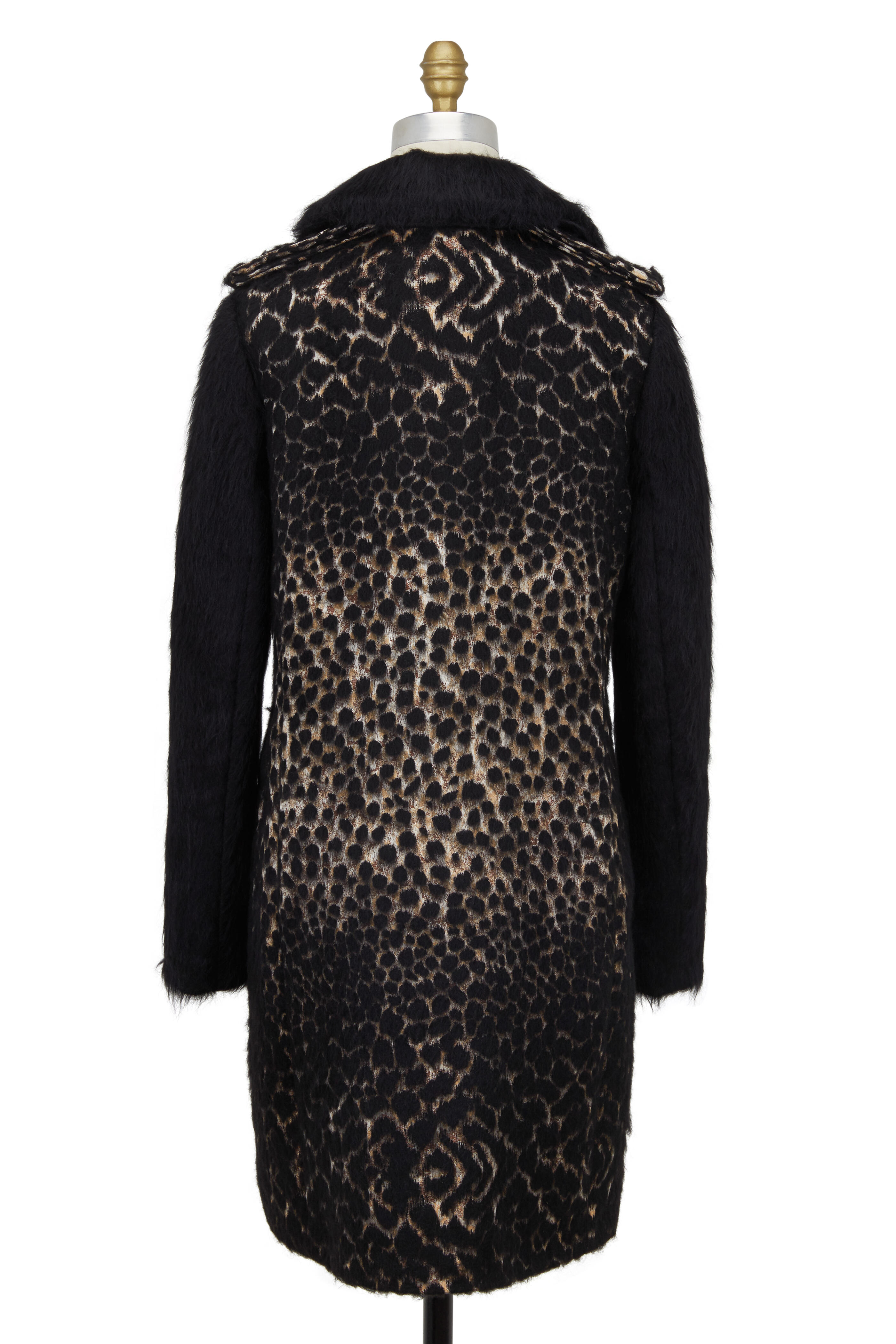 Lanvin - Black Leopard Print Mohair Coat