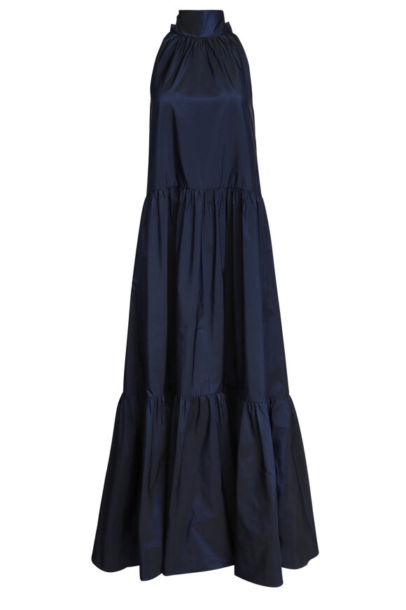 Bottega Veneta - Blue Knotted Melange Twill Belted Wrap Dress
