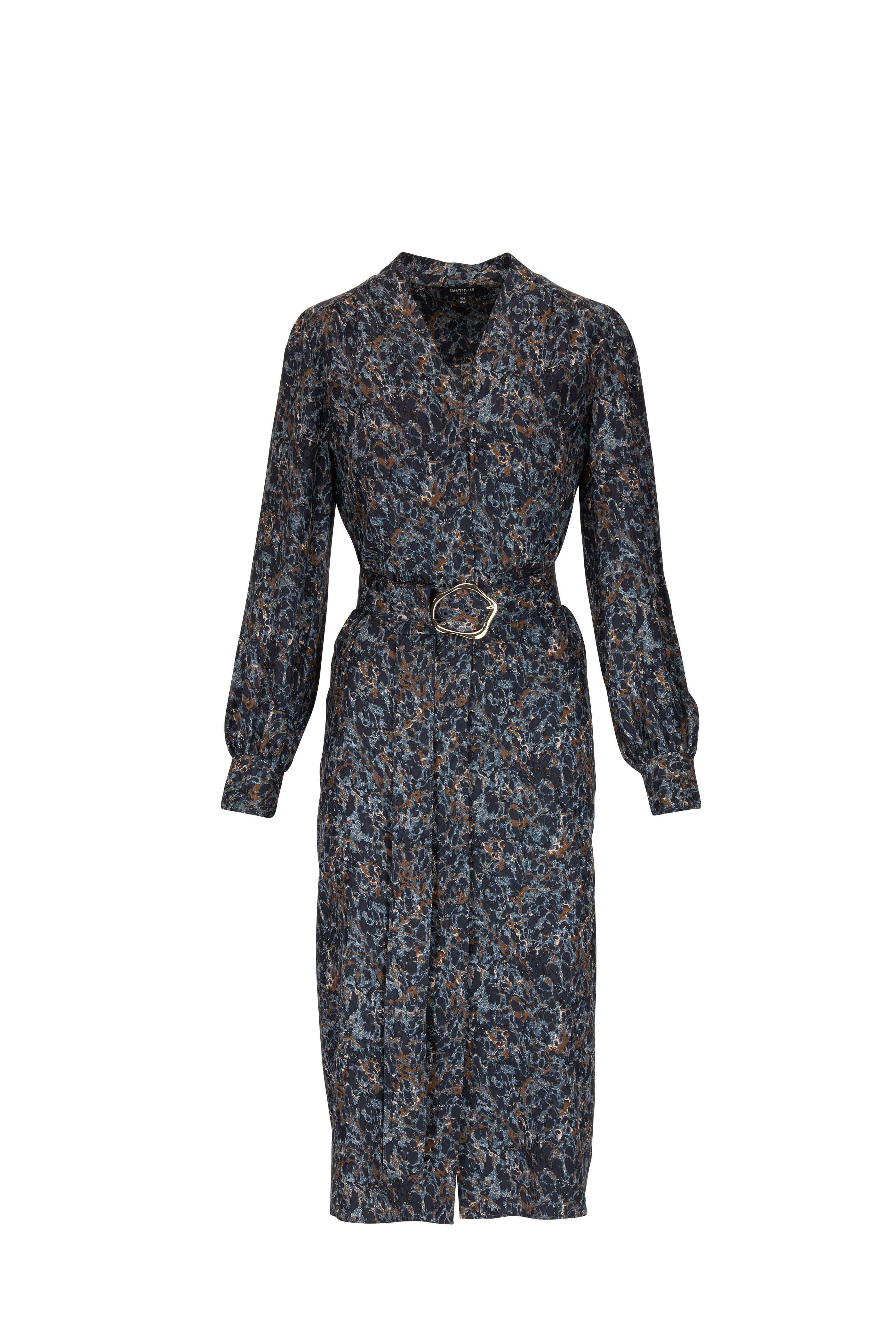 Lafayette 148 New York - Clementine Oceana Multi Long Sleeve Belted Dress