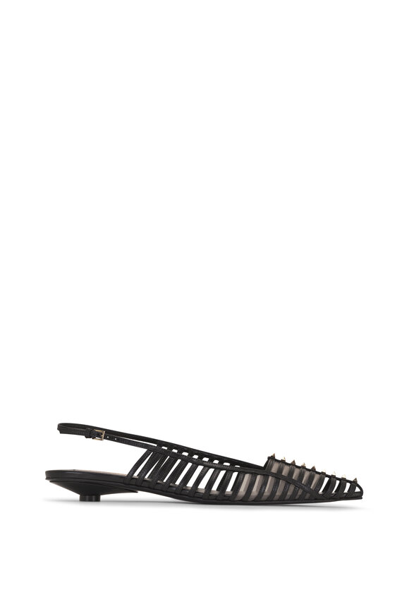 Valentino Garavani Wispy Black Rockstud Ballerina Flat, 20mm - view 3