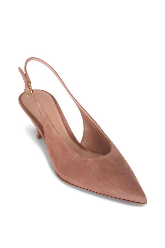 Gianvito Rossi Campral Praline Suede Slingback, 55m