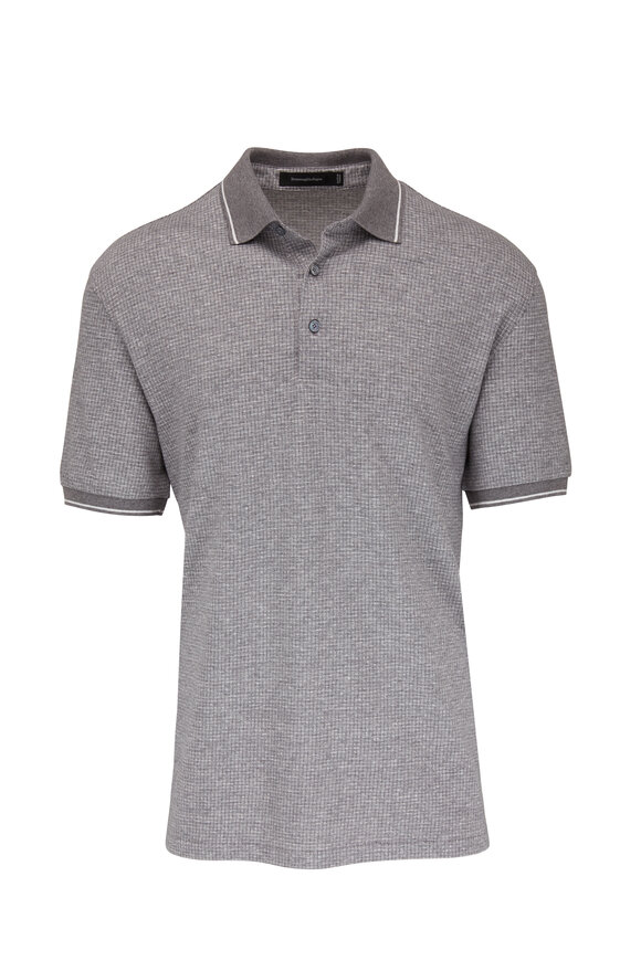 Zegna - Gray Textured Cotton & Linen Polo