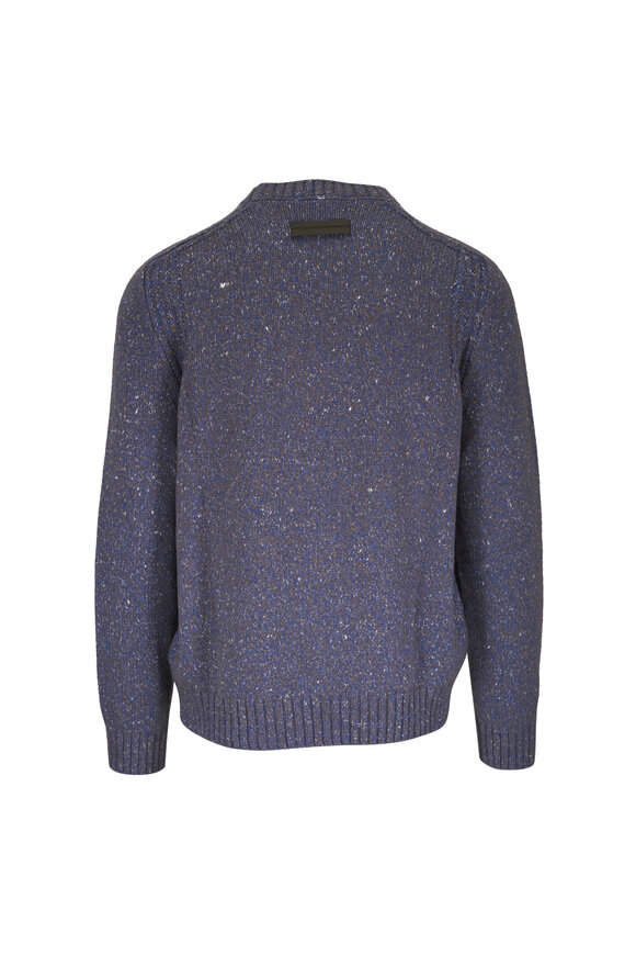 Zegna Blue Marled Cashmere, Wool & Silk Pullover - view 2