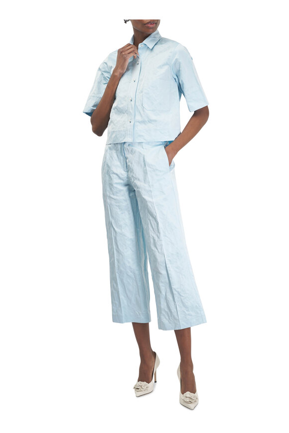 Odeeh Sky Blue Duchesse Jacquard Pant - view 2