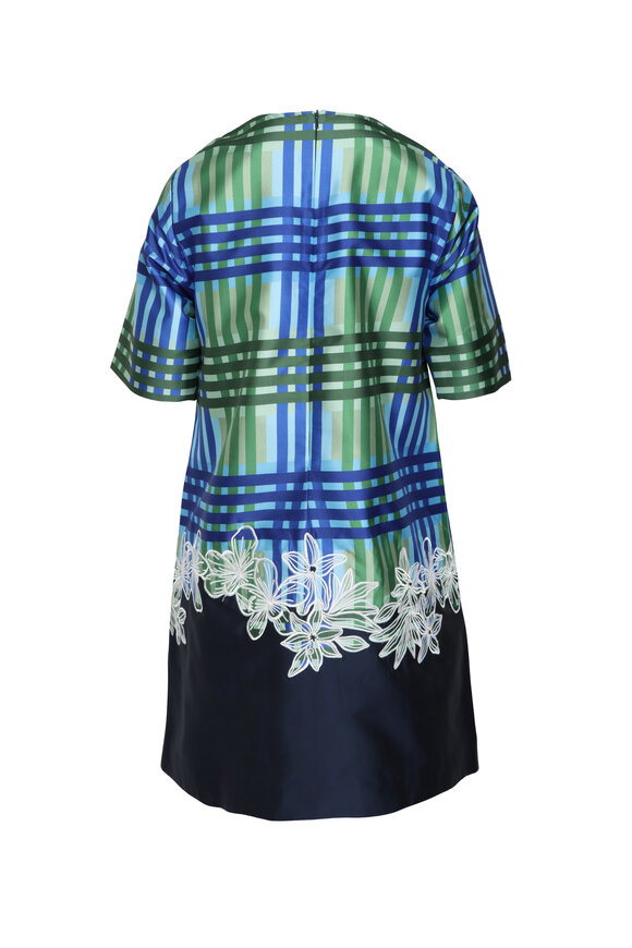 slim fit dress slacks Empire Shirtwaist Dress in Forest Green & Navy Plaid & White - Reworked - XL - Cotton