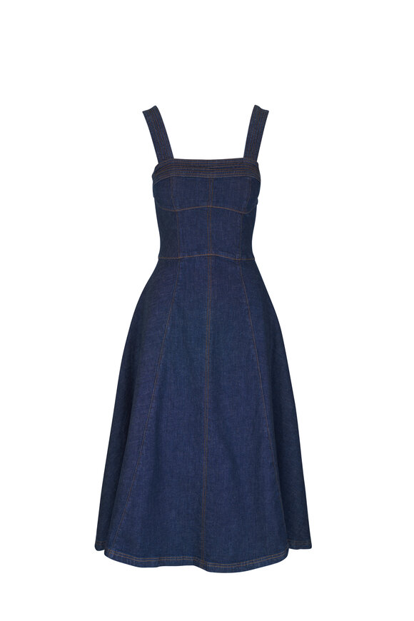 Jonathan Simkhai Cici Imperial Blue Denim Bustier Dress 