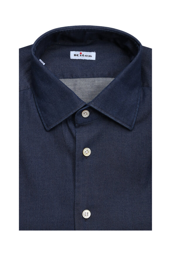 Kiton Indigo Chambray Sport Shirt