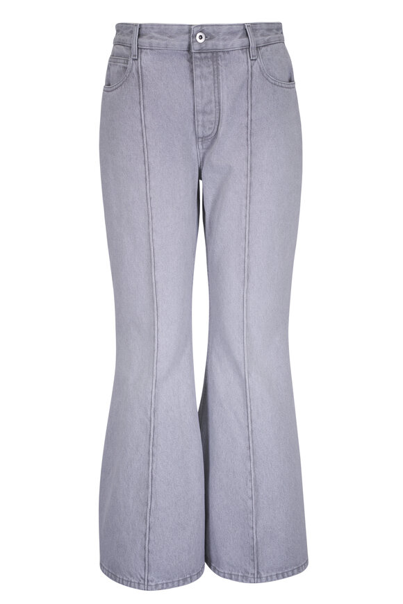 Bottega Veneta Light Gray Washed Kick Flare Denim Pant