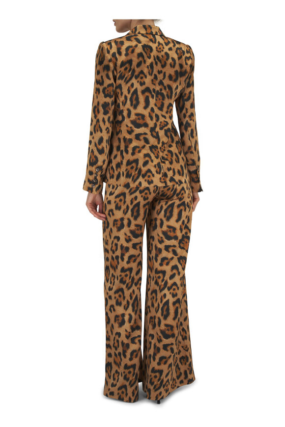 L'Agence - Pilar Animal Print Silk Wide Leg Pant 