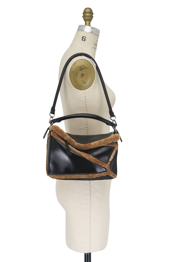 Loewe Small Puzzle Aviator Black & Brown Leather Bag - view 6