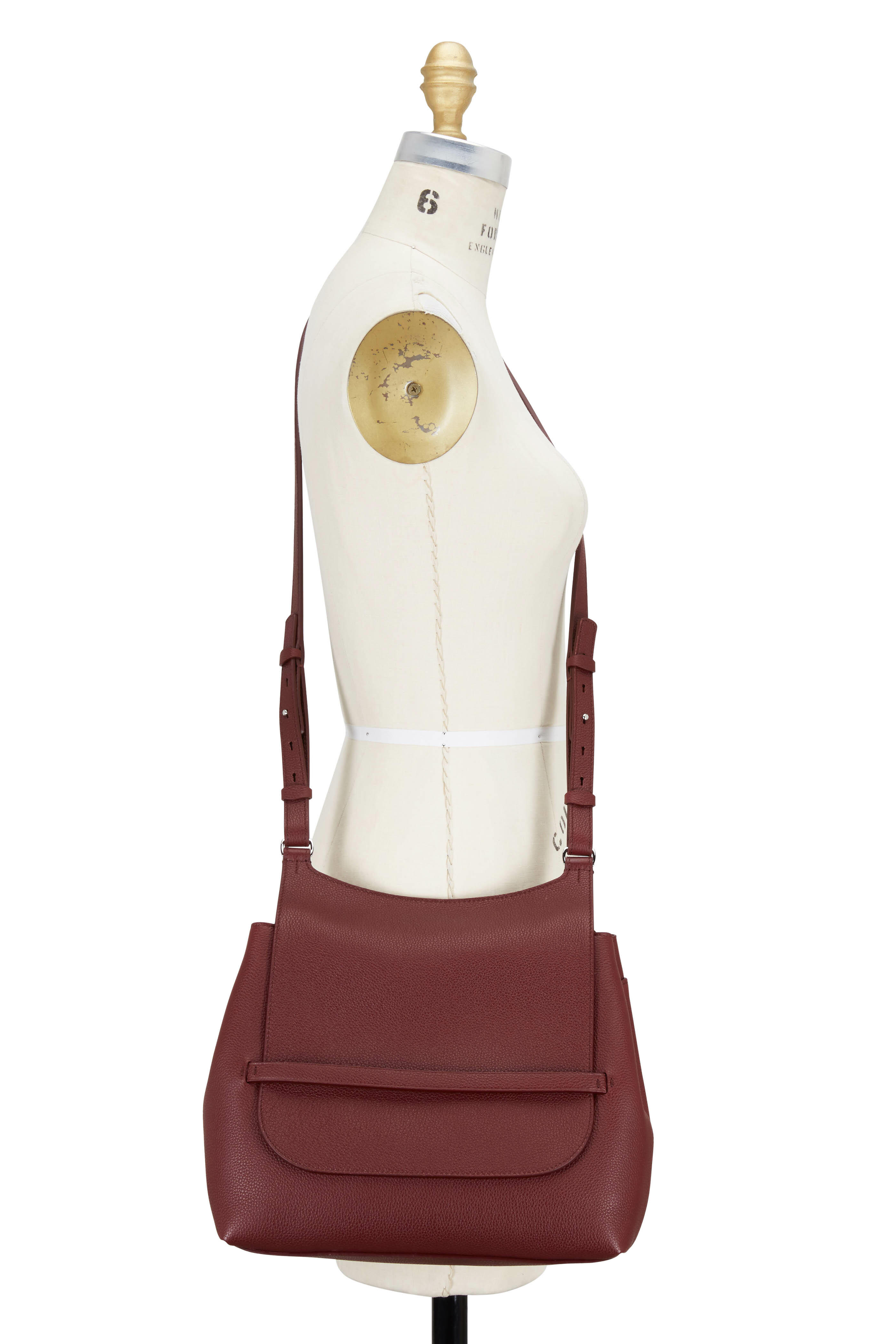 The Row Sideby Maroon Leather Crossbody Bag Mitchell Stores