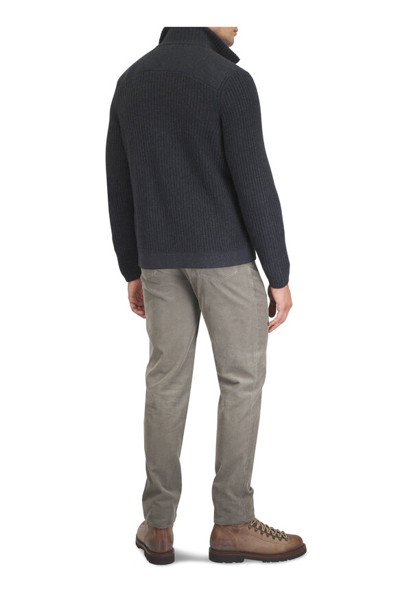 Brunello Cucinelli Charcoal Gray Cashmere Double Breasted Cardigan - view 4