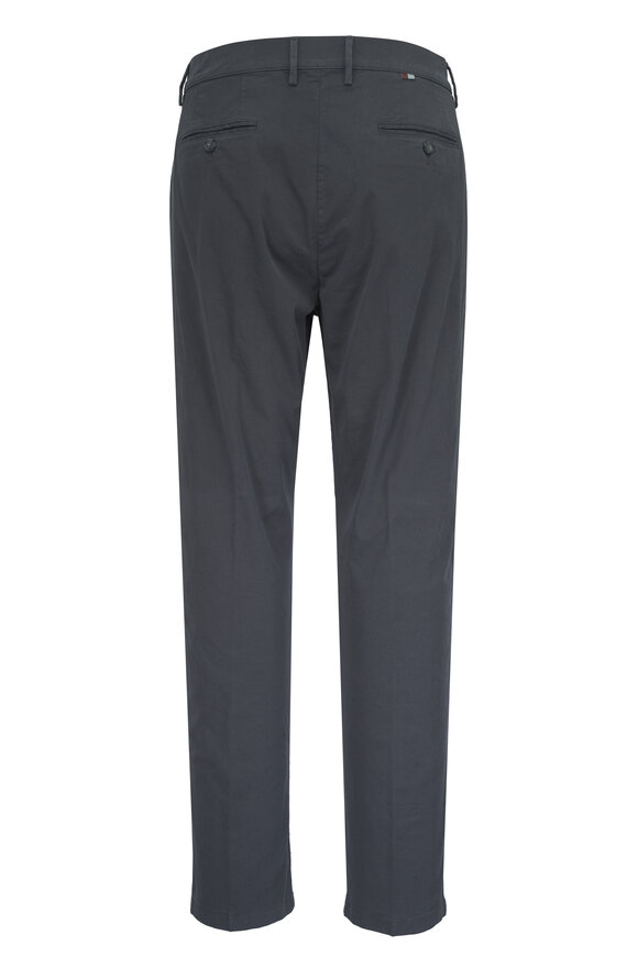 Canali Gunmetal Stretch Cotton Twill Flat Front Pant - view 4