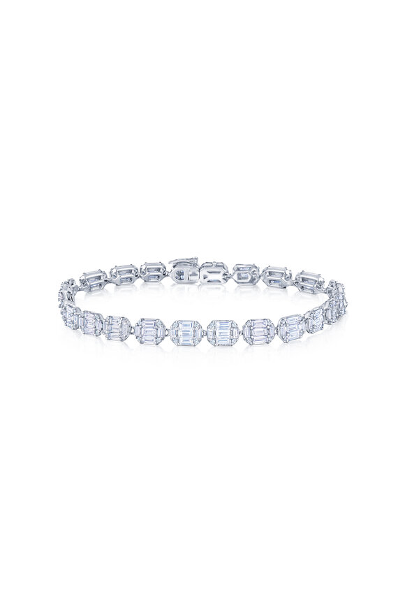 Kwiat - Sunburst Emerald Cut White Diamond Line Bracelet