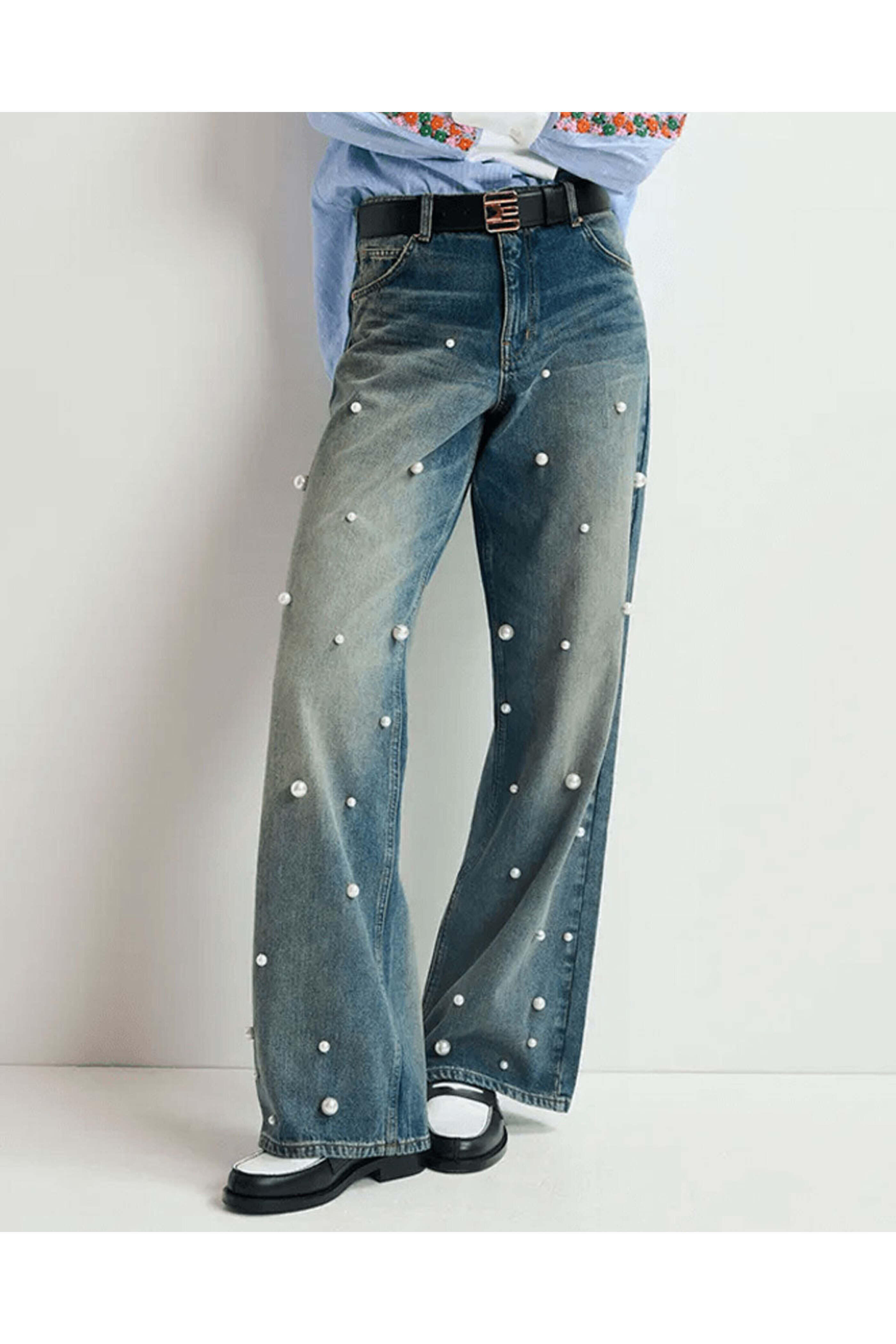 Essentiel Antwerp - Bel Air Blue Pearl-Embellished Jeans