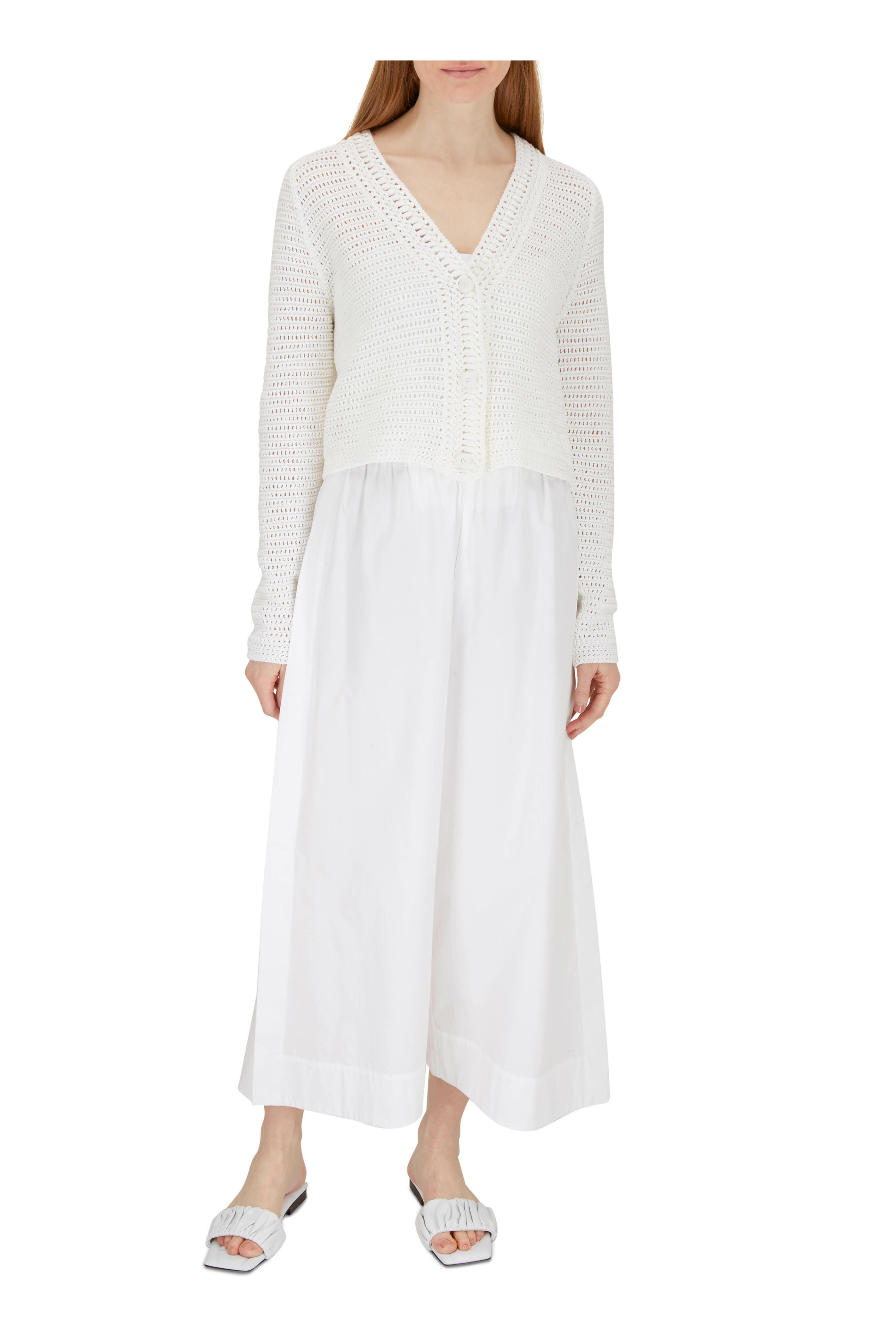 Vince - White Side Slit Cotton Culottes