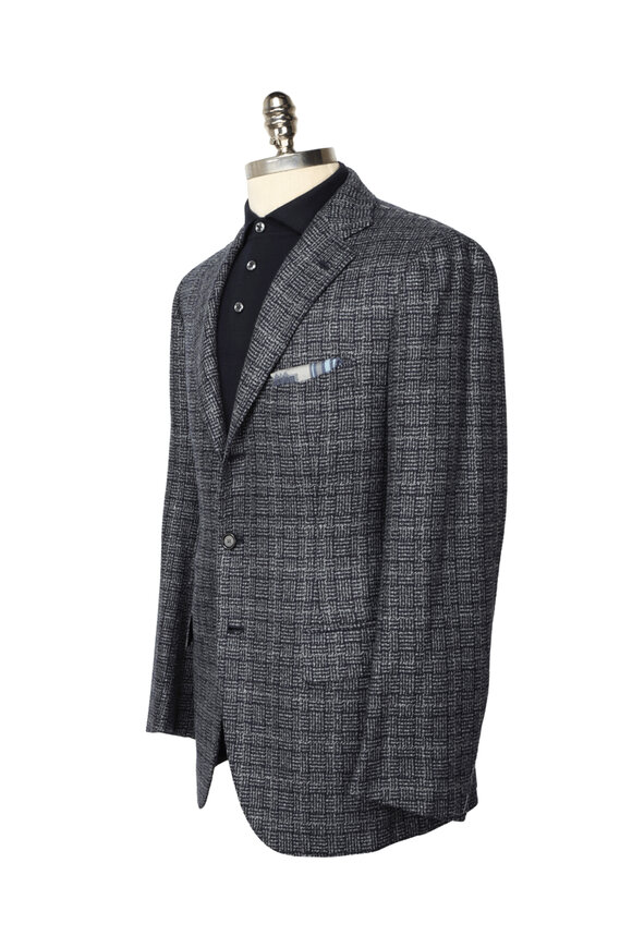 Cesare Attolini Gray & Navy Basketweave Sportcoat - view 3