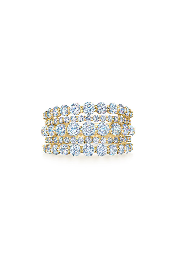 Kwiat 18k Yellow Gold Lyric 5 Row Round Diamond Ring