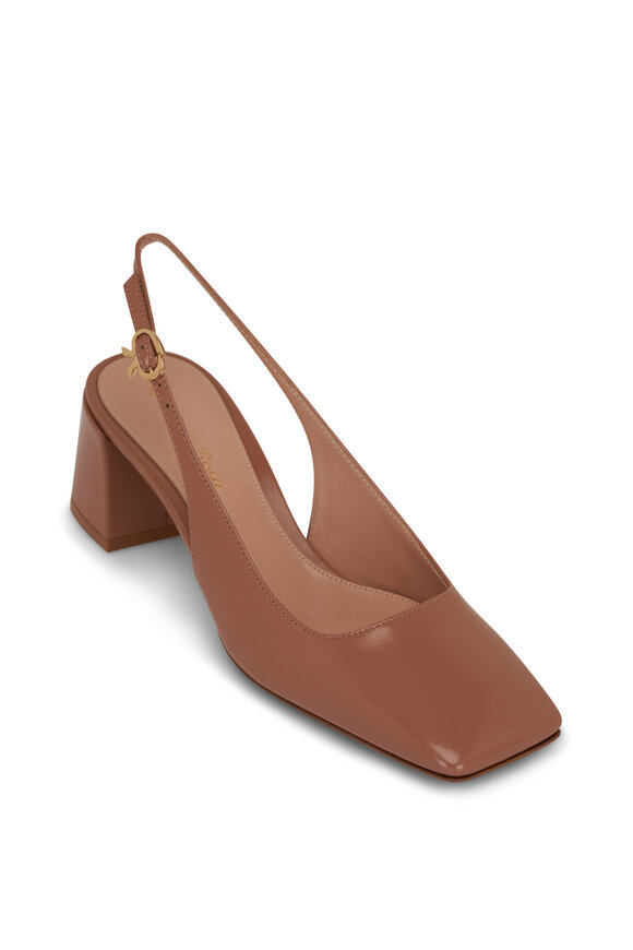 Gianvito Rossi - Praline Leather Square Toe Slingback Pump, 55mm 