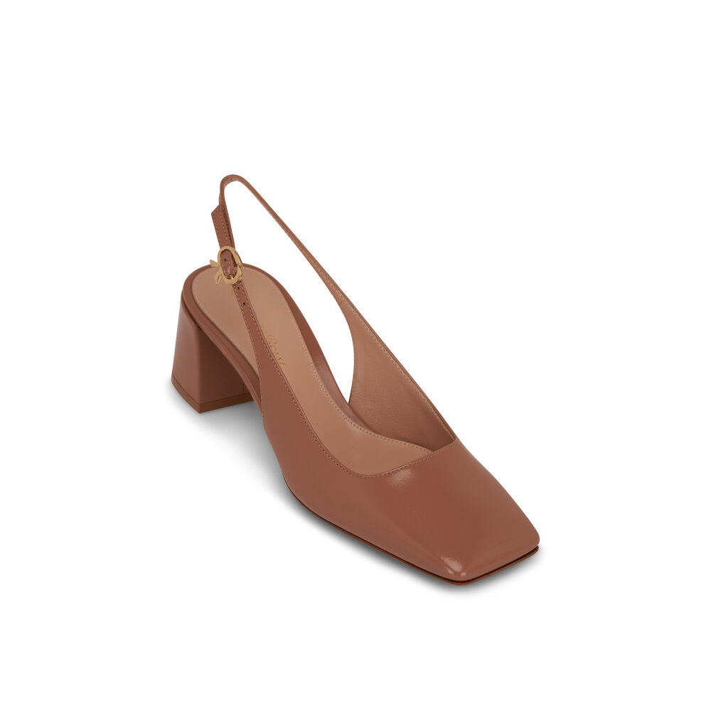 【送料&関税込】Gianvito Rossi Camel Leather Slingback GIANVITO ROSSI Piper 45 leather slingback pumps | NET-A-PORTER