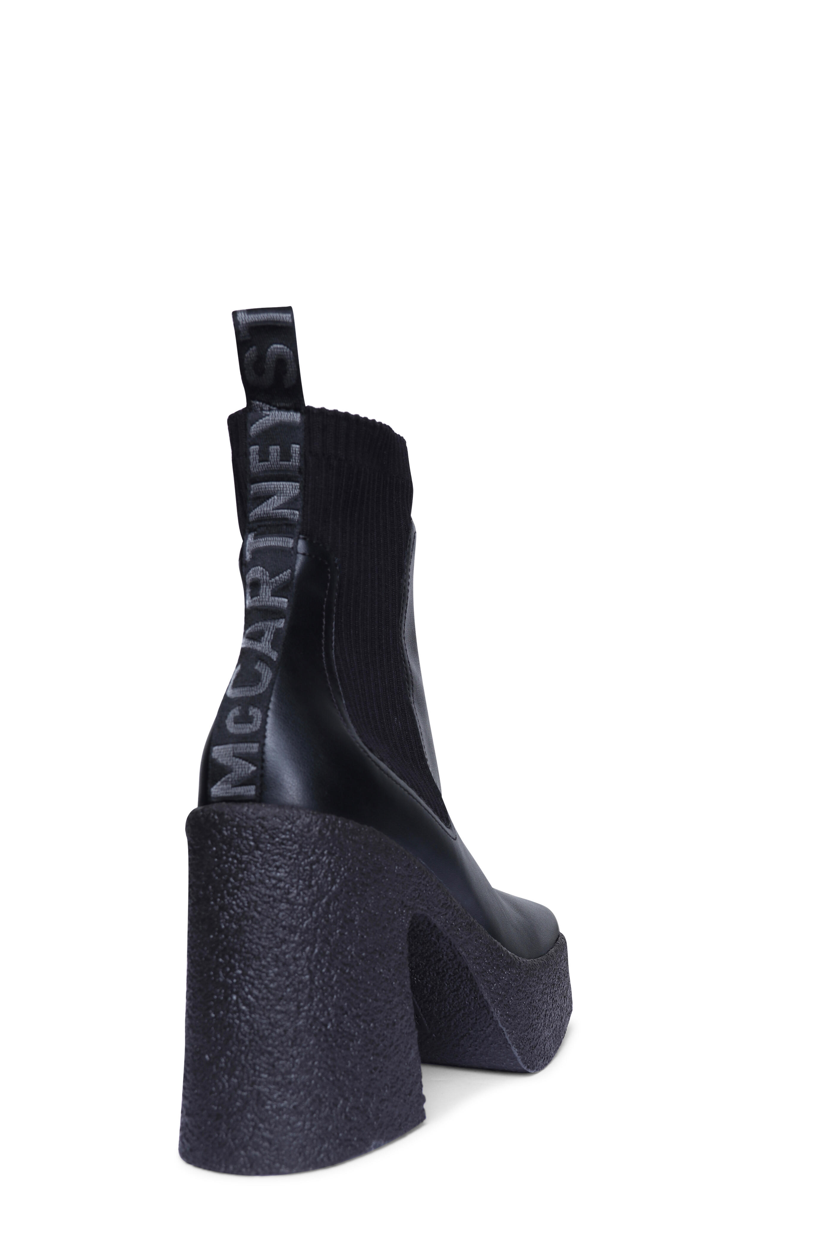 Stella McCartney - Skyla Black Vegan Leather Heeled Sock Boot