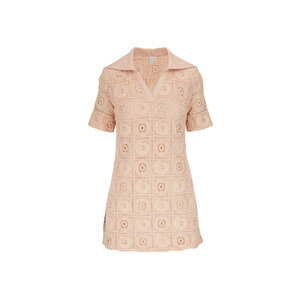 Simkhai - Jonathan Simkhai Gabrielle Shell Crochet Cover Up Mini Shirtdress in Dune Xs - Hampden Clothing