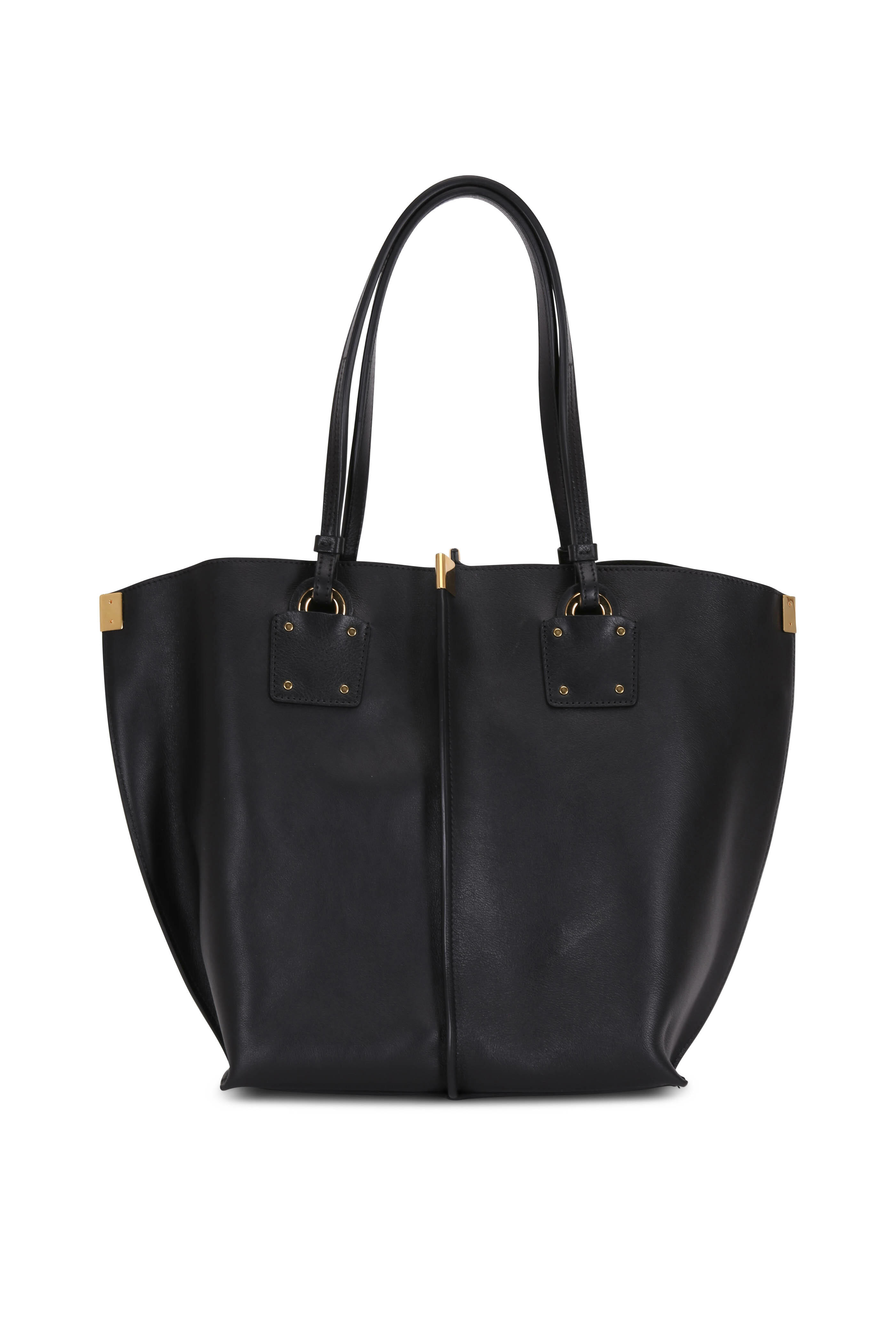 ★関税込み★ Chloe BLACK LEATHER AND COTTON TOTES Chloé - Vick Black Leather Medium Tote | Mitchell Stores