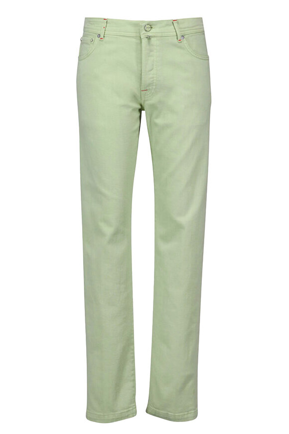 Kiton Lime Green Stretch Cotton Five Pocket Pant