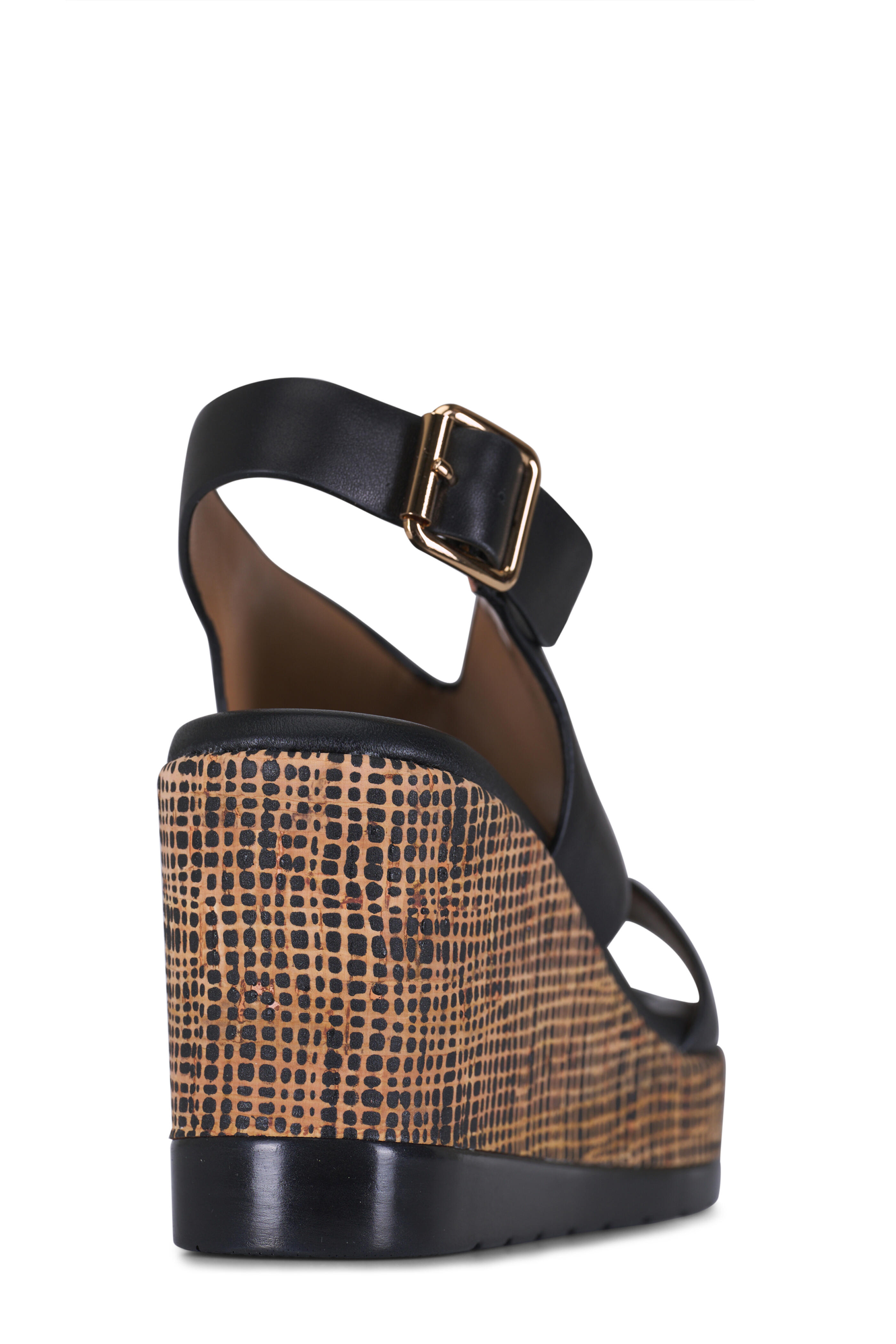 Ron White - Dacota Onyx Leather Wedge Sandal, 80mm