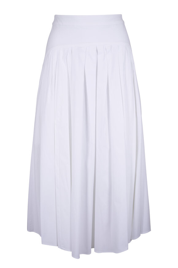 Carolina Herrera White Drop Waist Pleated Midi Skirt