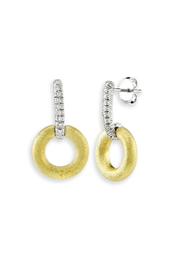 Aaron Henry Two Tone Gold Diamond Bar Hoop - view 1