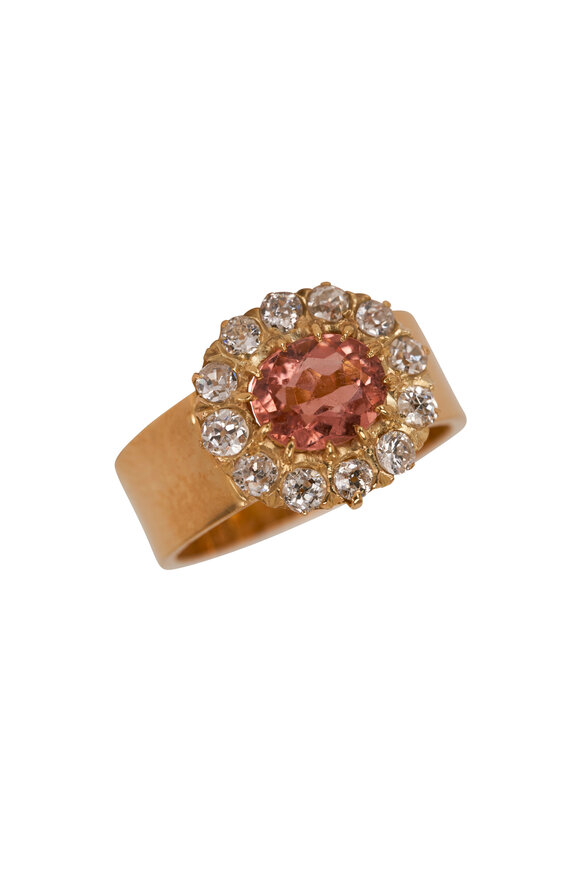 Renee Lewis Antique Diamonds & Pink Sapphire Ring