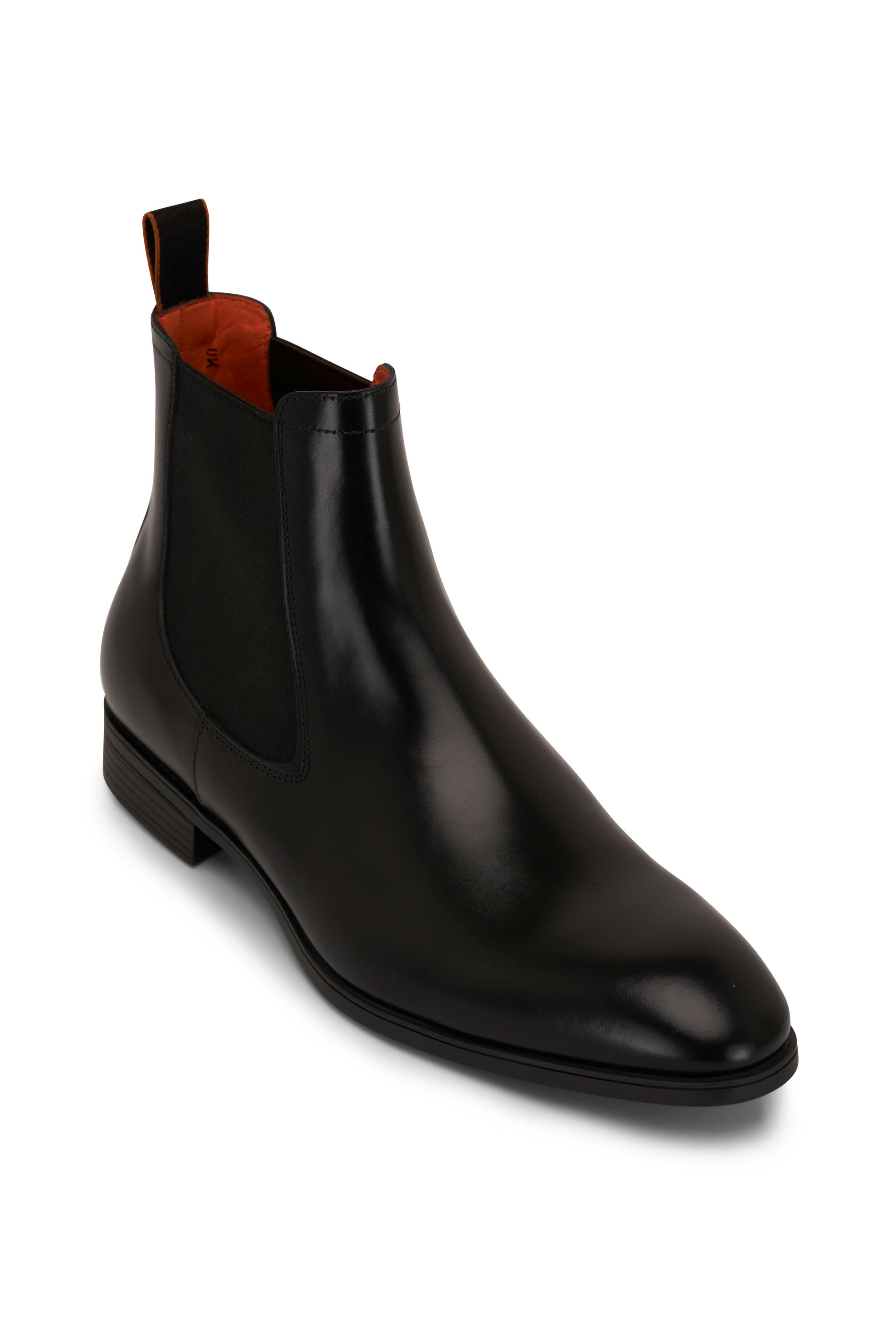 Santoni - Detoxify Chelsea Black Leather Boot | Mitchell Stores