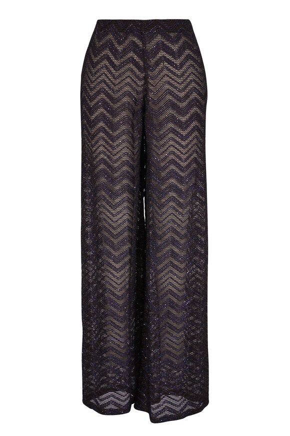 Missoni Brown & Black Sequin Crochet Knit Pant