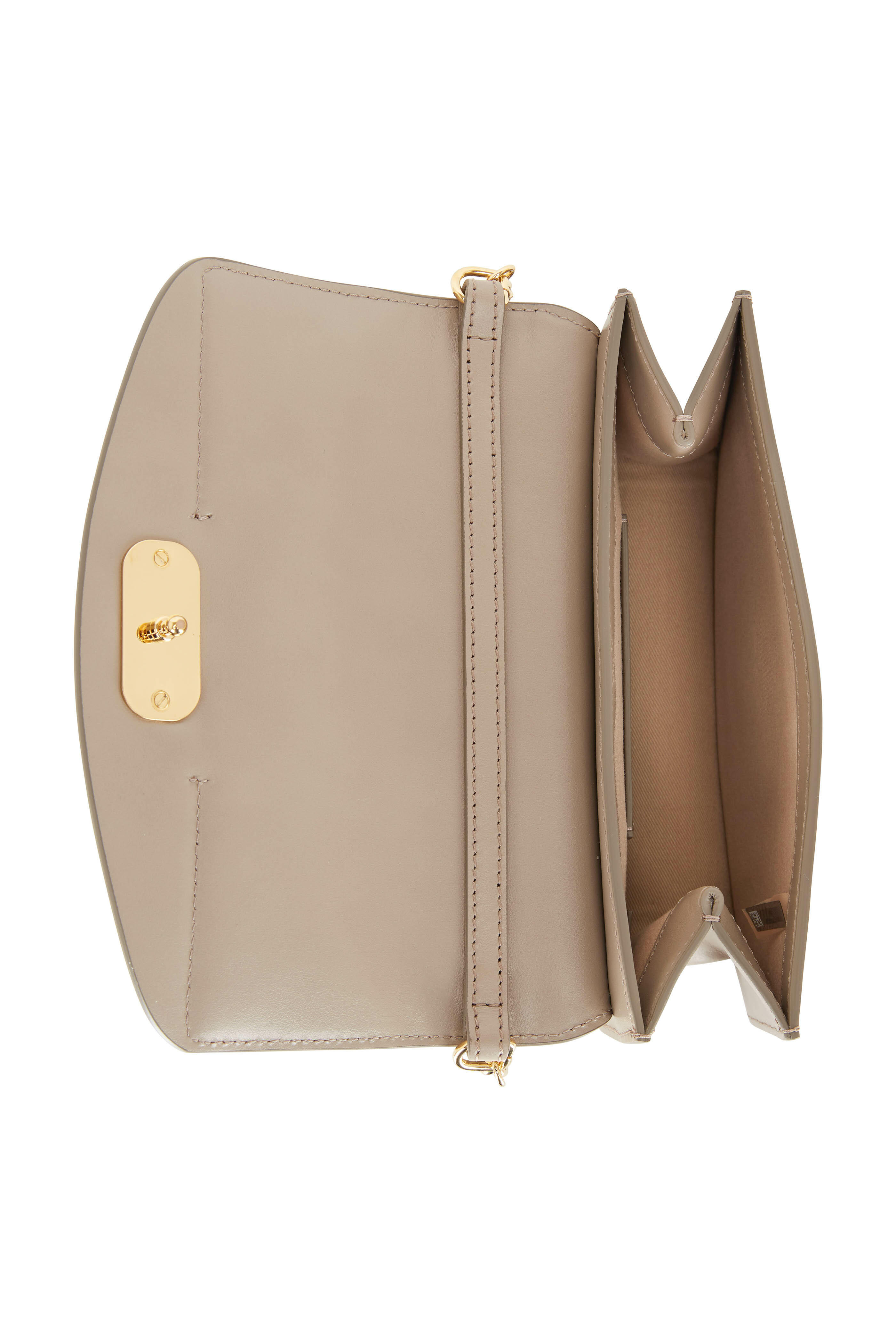 Chloé Small C Suede Trimmed Motty Grey Leather Shoulder Bag - MyDesignerly
