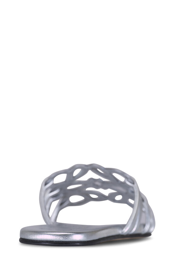 Loewe Petal Anagram Silver Laminated Leather Sandal - view 7