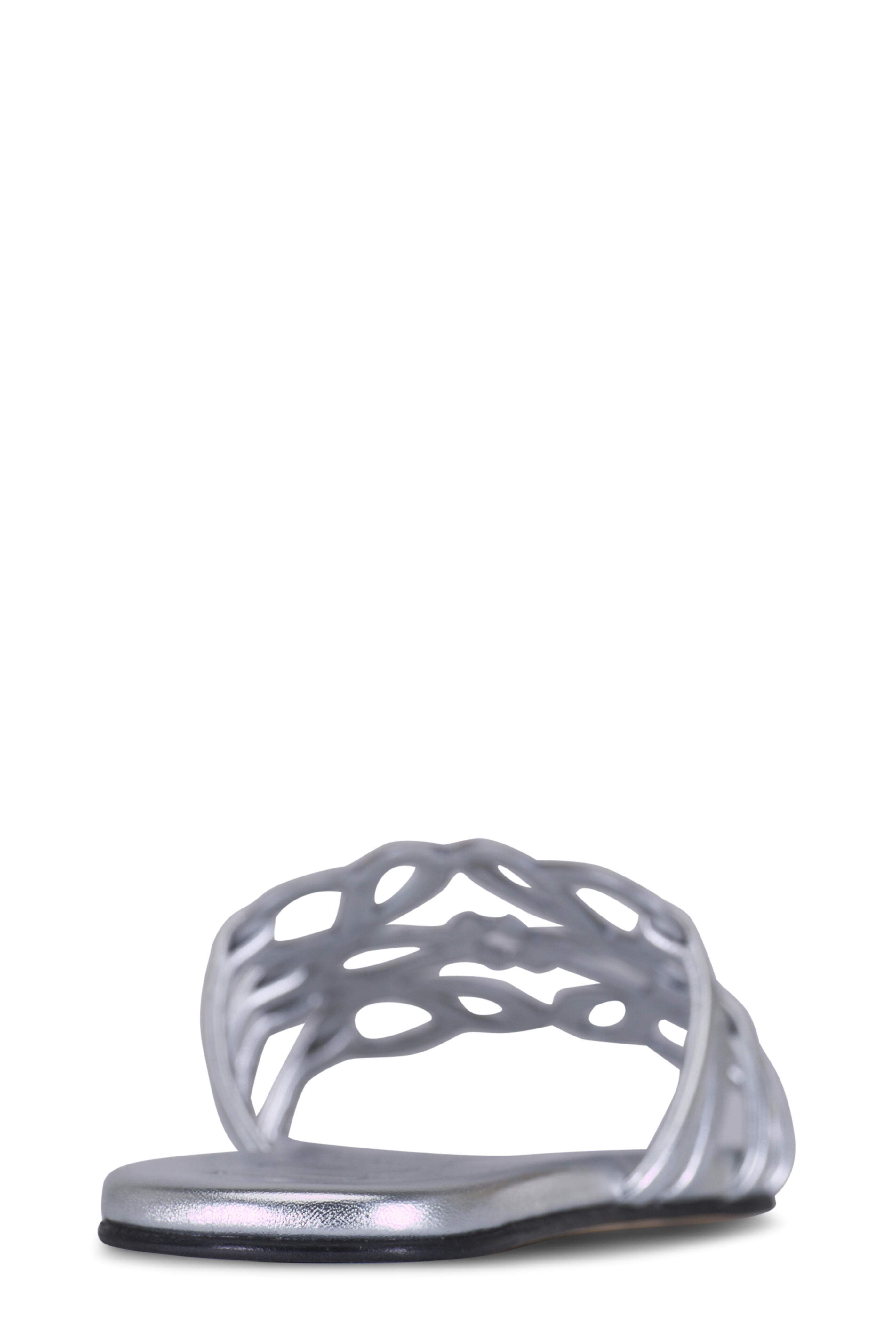 Loewe - Petal Anagram Silver Laminated Leather Sandal