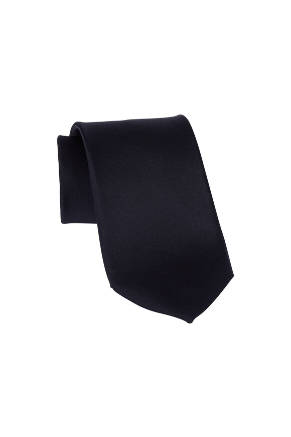 Dion Black Satin Silk  Necktie