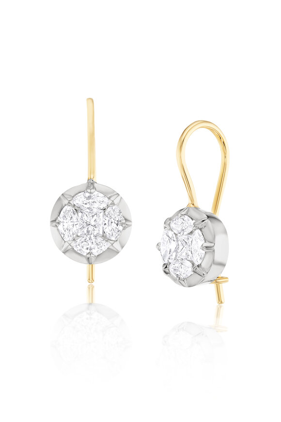 Nam Cho 18k White and Yellow Gold Diamond Drop Earring - view 1