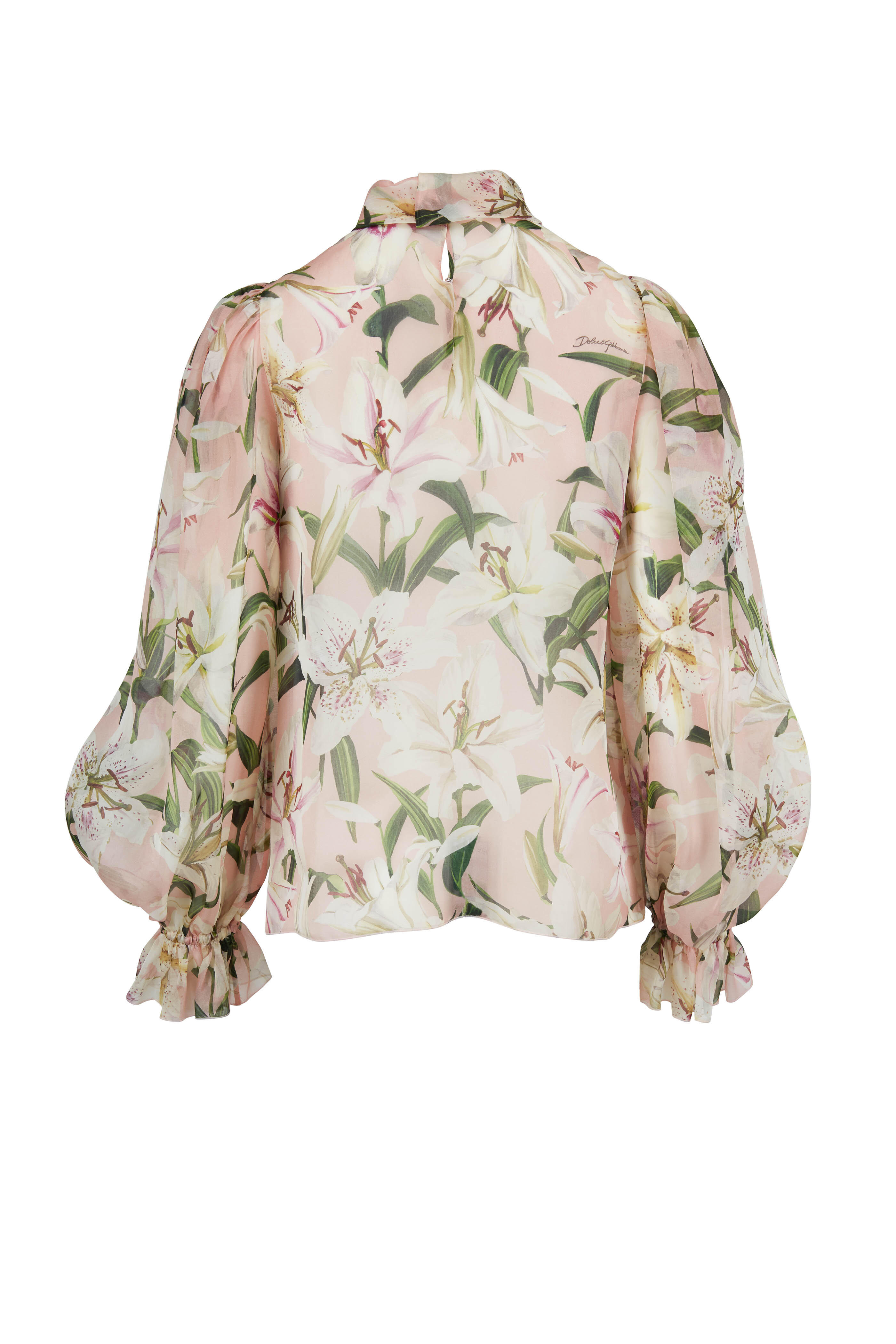 Dolce & Gabbana - Light Pink Print Sheer Organza Blouse