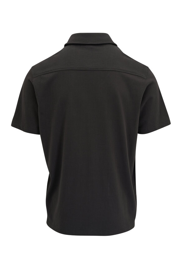 Vince - Soft Black Sueded Cotton Jersey Button Down Shirt