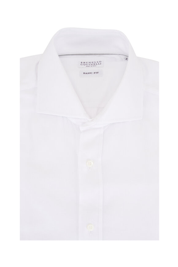 Brunello Cucinelli - White & Brown Wide Stripe Cotton Sport