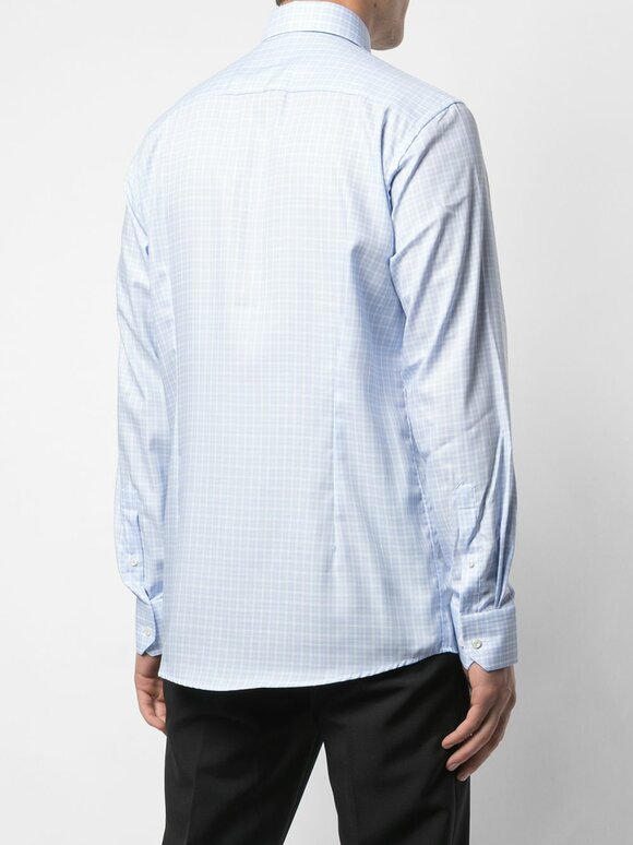 Eton - Light Blue Plaid Contemporary Fit Sport Shirt