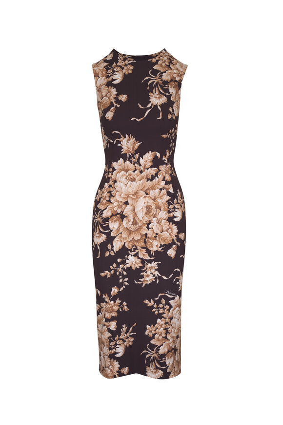 Dolce & Gabbana - Draped Poppy Print Poplin Midi Dress