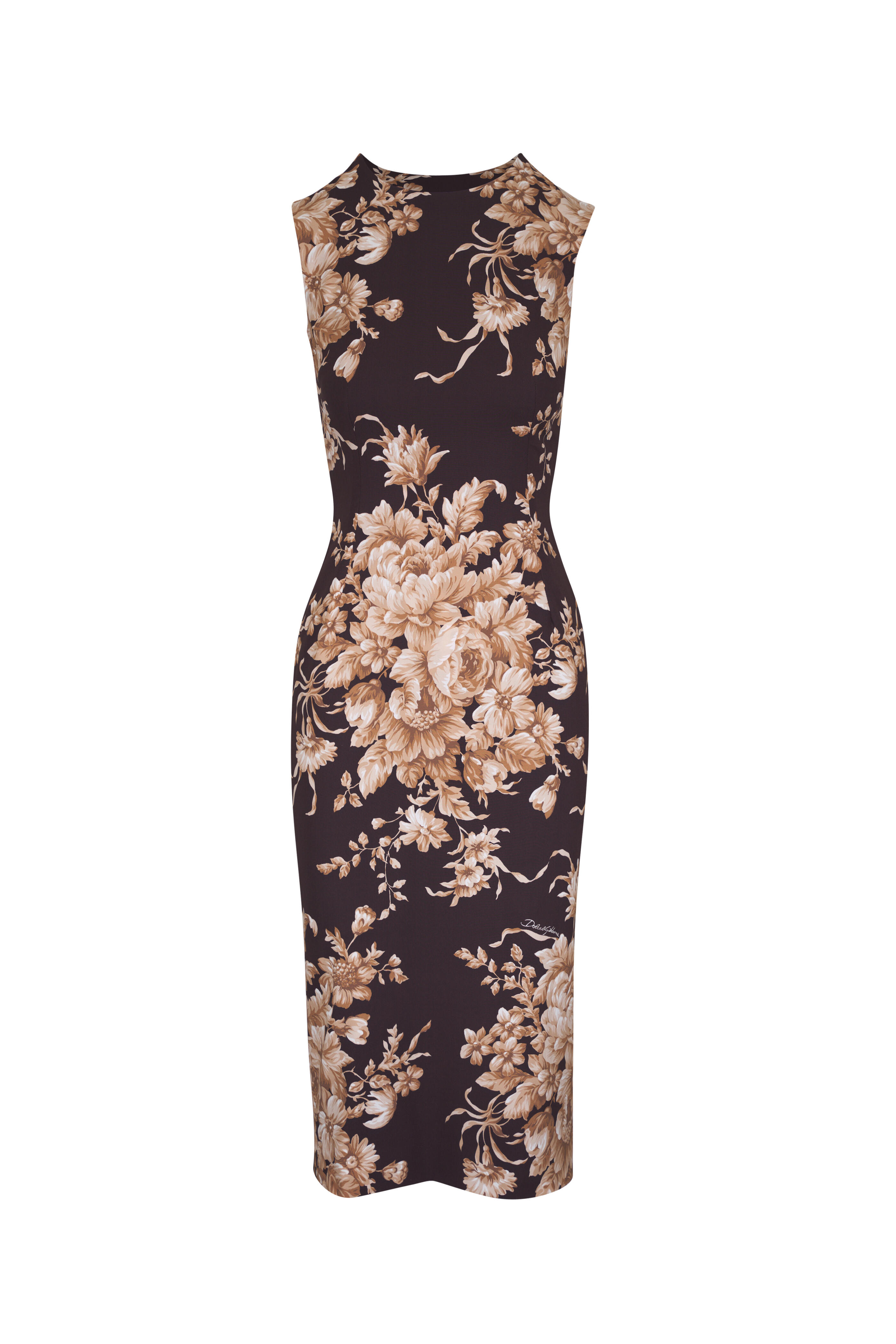 dolce and gabbana brown dress Dolce & Gabbana Elegant Brown Long Sleeve Wrap Dress IT46|XL main image 1