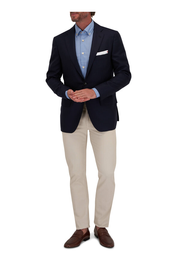 Kiton Solid Blue Cashmere Sportcoat - view 2