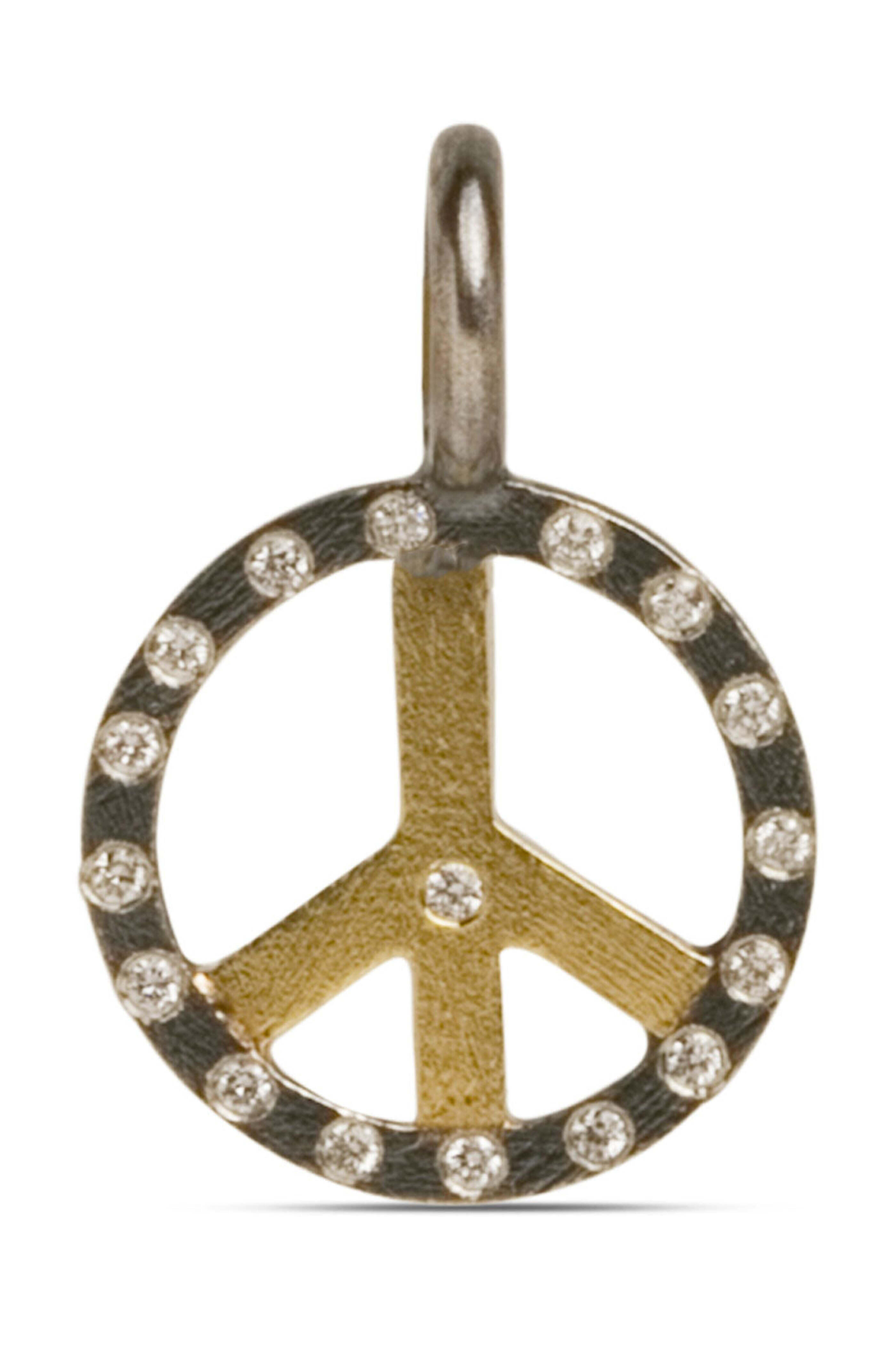 Rene Escobar - Yellow Gold and Sterling Silver Peace Sign Pendant