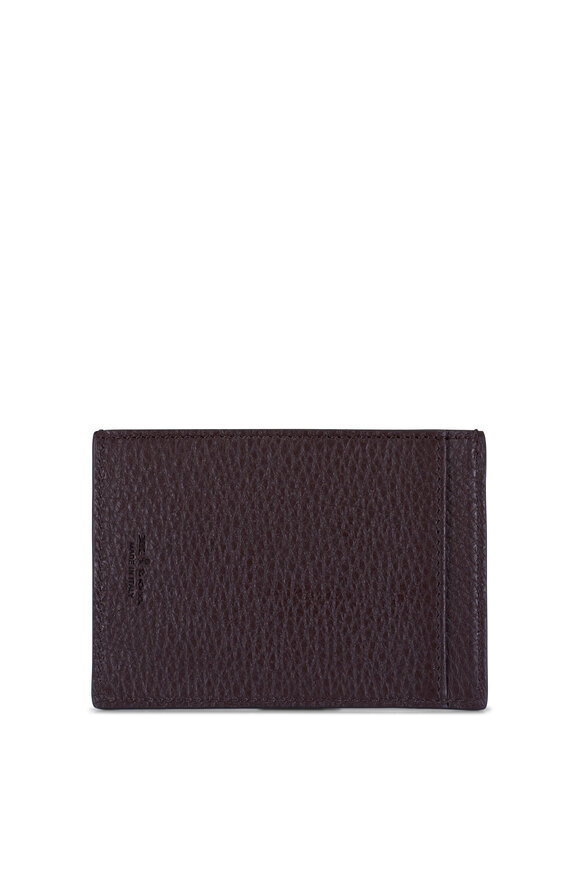 Kiton Brown Grained Leather Card Case - view 2