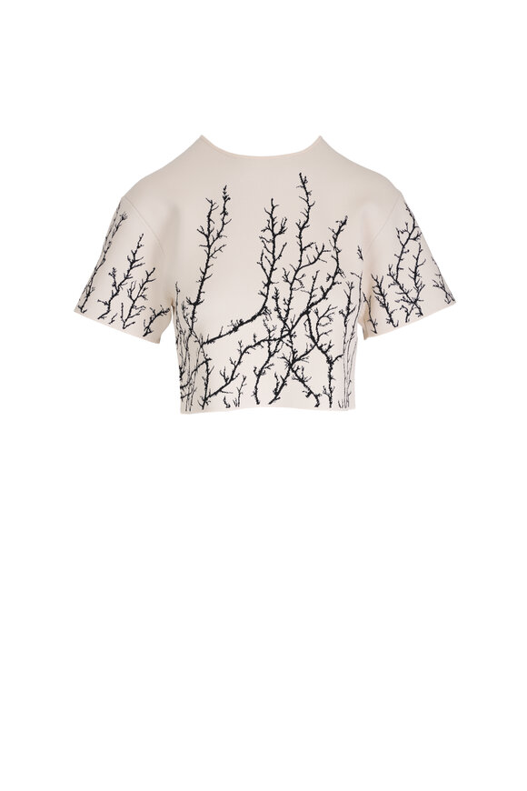 McQueen - Thorn Branches Ivory & Black Crop Top